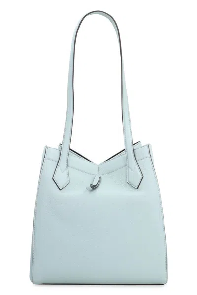 Shop Fendi Origami Pebbled Leather Tote In Blue