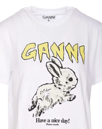 Shop Ganni "bunny" T-shirt In White
