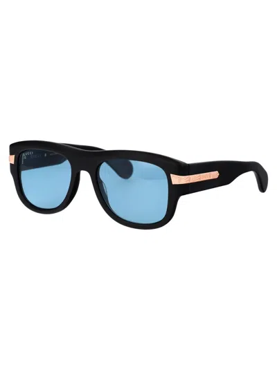 Shop Gucci Sunglasses In 002 Black Black Blue