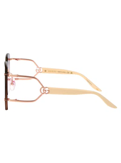 Shop Gucci Sunglasses In 004 Gold Ivory Violet