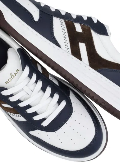 Shop Hogan "h630" Sneakers In Bianco/blu/moro