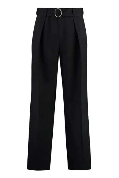 Shop Jil Sander Wool Trousers In Black