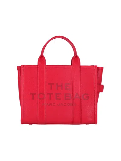 Shop Marc Jacobs The Leather Medium Tote Bag In Red