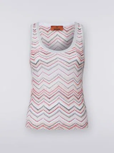 Shop Missoni Zigzag Pattern Sleeveless Top In Pink