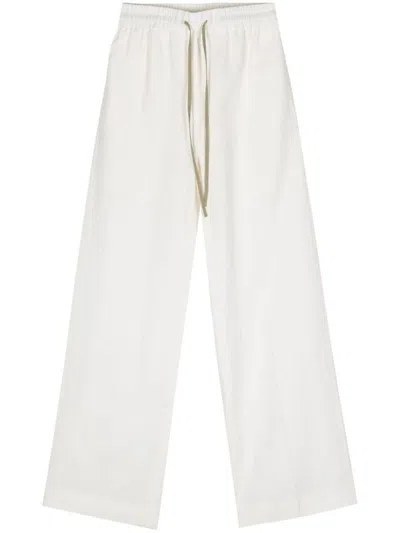 Shop Paul Smith Linen Wide-leg Trousers In White