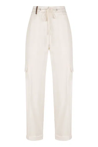 Shop Peserico Trousers In White