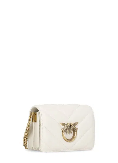 Shop Pinko White Leather Mini Love Back Click Shoulder Bag