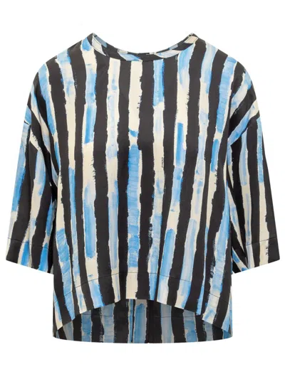 Shop Pinko Blouse With Pictorial Stripe Print In Black