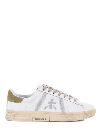 Shop Premiata Russell 6746 Leather Sneakers With Crepe Sole In White