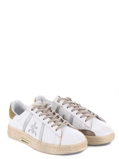 Shop Premiata Russell 6746 Leather Sneakers With Crepe Sole In White