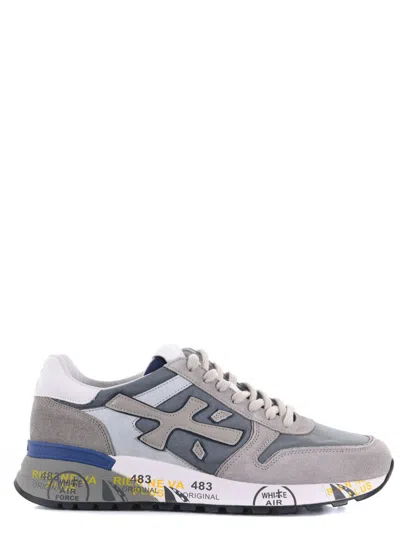 Shop Premiata Sneakers In Grigio/blu