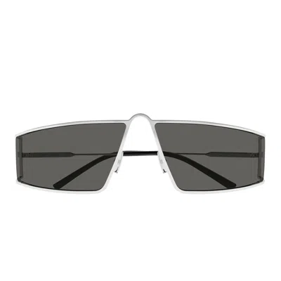 Saint Laurent Sl 606 Rectangle-frame Sunglasses In Silver