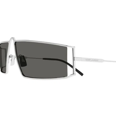 Saint Laurent Sl 606 Rectangle-frame Sunglasses In Silver