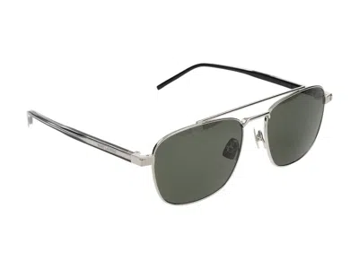 Shop Saint Laurent Sunglasses In 002 Silver Crystal Grey