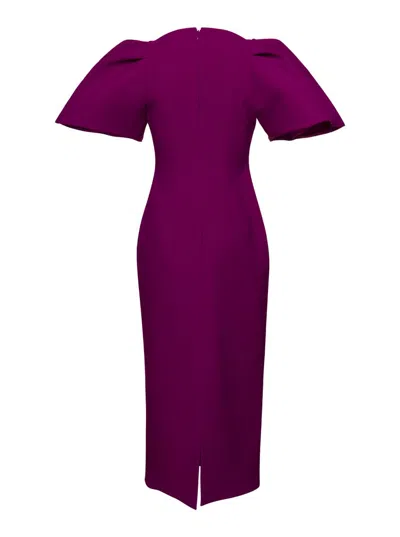 Shop Solace London Fuchsia 'the Lora' Midi Dress In Crepe Twill Woman In Fuxia
