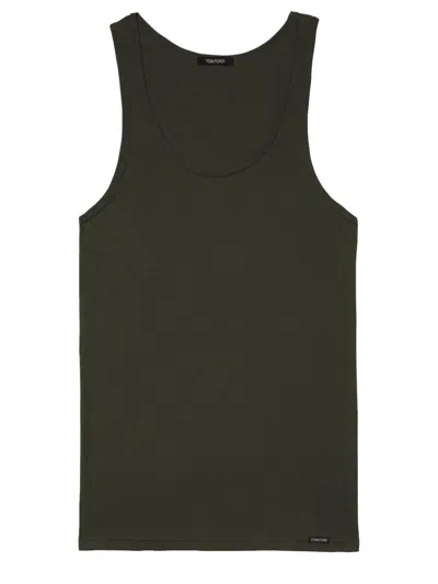 Shop Tom Ford Tank Top With Logo In Green
