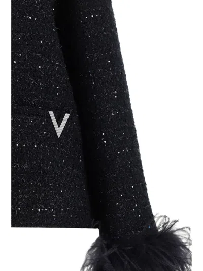 Shop Valentino Tweed Jacket In Black