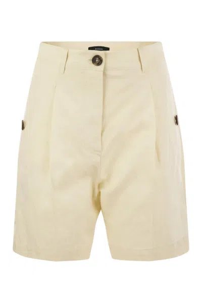 Shop Weekend Max Mara Afa1234 - Cotton And Linen Bermuda Shorts In Ivory