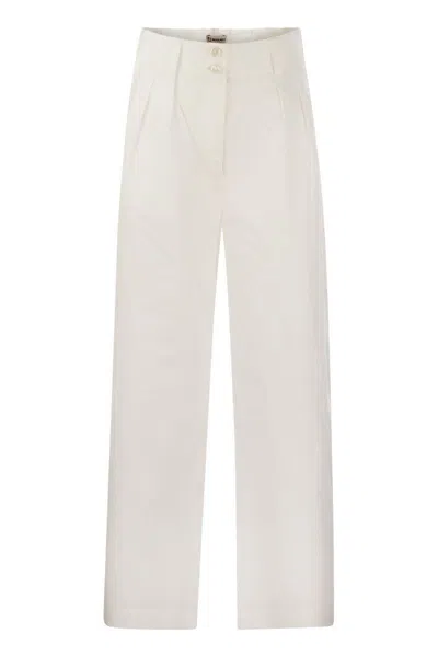 Shop Woolrich Cotton Pleated Trousers In White