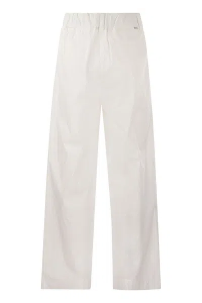 Shop Woolrich Cotton Pleated Trousers In White