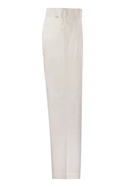 Shop Woolrich Cotton Pleated Trousers In White