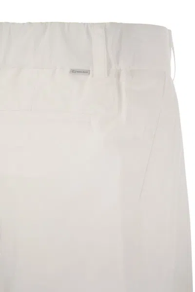 Shop Woolrich Cotton Pleated Trousers In White