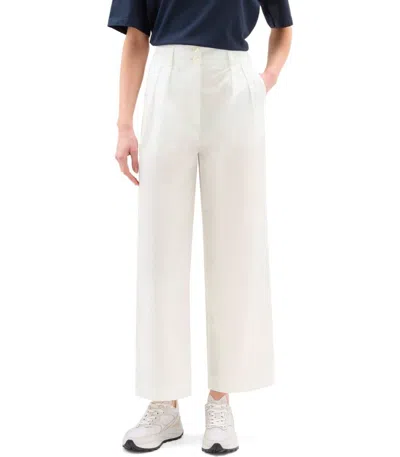 Shop Woolrich Cotton Pleated Trousers In White