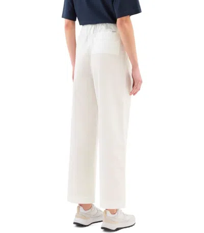 Shop Woolrich Cotton Pleated Trousers In White