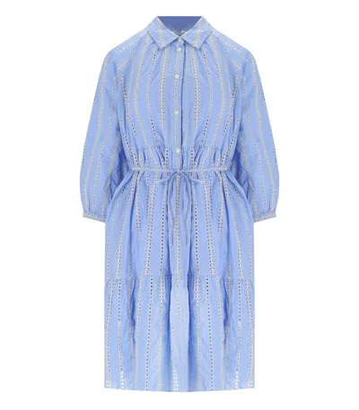 Shop Woolrich Light Blue Broderie Anglaise Shirt Dress
