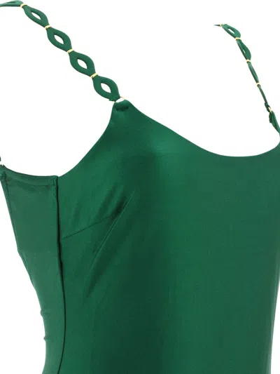 Shop Zimmermann Diamond Trim Swimsuit In Green