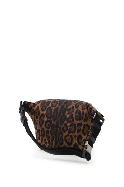 Shop Dolce & Gabbana Leopard Print Nylon Beltbag In 棕色的