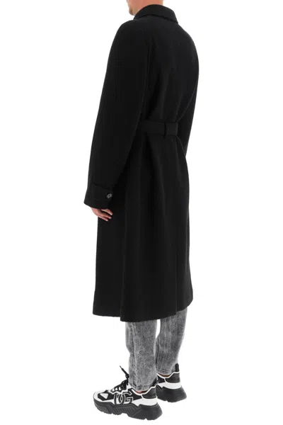 Shop Dolce & Gabbana Tailored Wool Blend Knit Coat In 黑色的