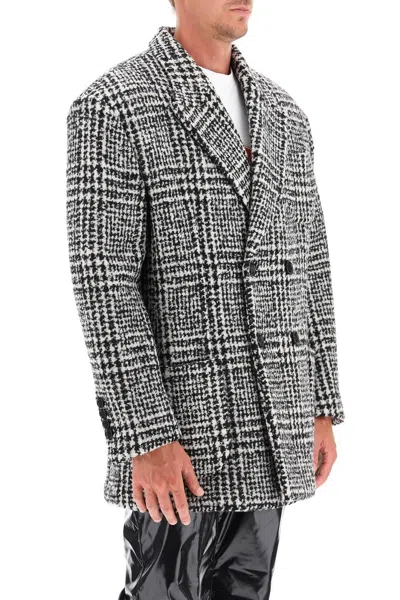 Shop Dolce & Gabbana Checkered Double Breasted Wool Jacket In 黑色的