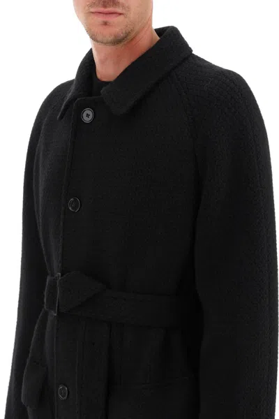 Shop Dolce & Gabbana Tailored Wool Blend Knit Coat In 黑色的