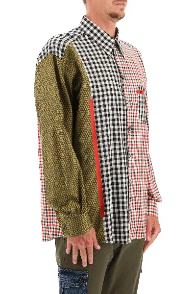 Shop Dolce & Gabbana Oversized Gingham Patchwork Shirt In Red