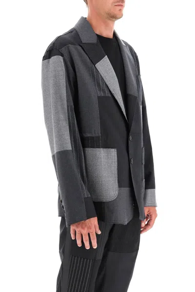 Shop Dolce & Gabbana Patchwork Wool Jacket In 灰色的