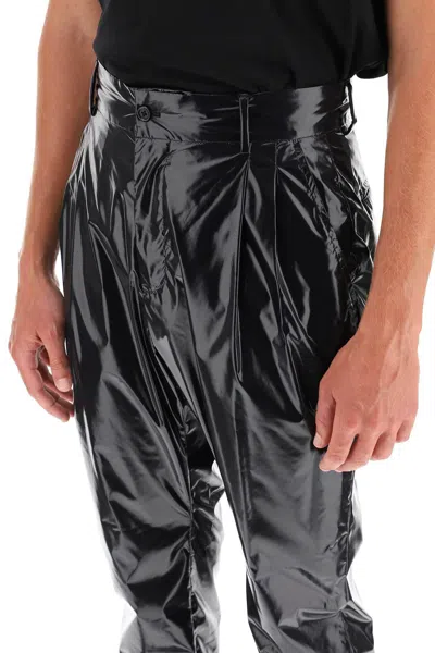 Shop Dolce & Gabbana Glossy Nylon Trousers In 黑色的