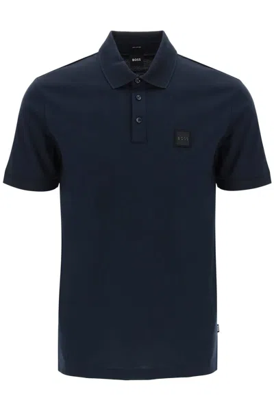 Shop Hugo Boss Boss Mercerized Cotton Polo Shirt In Blue