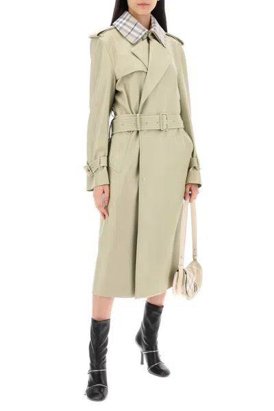 Shop Burberry Long Leather Trench Coat In 中性