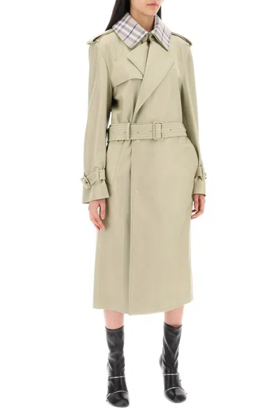 Shop Burberry Long Leather Trench Coat In 中性