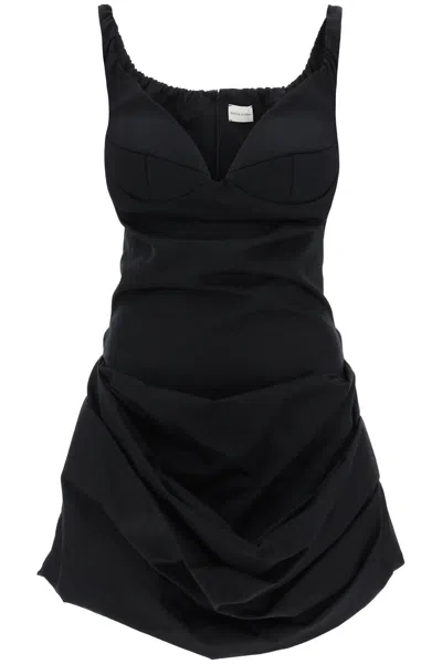 Shop Magda Butrym Draped Poplin Mini Dress In Black