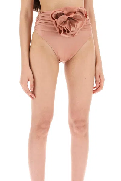 Shop Magda Butrym High Waisted Bikini Briefs With Flower Clip In 金属