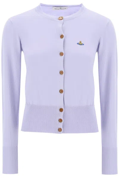 Shop Vivienne Westwood Bea Cardigan With Logo Embroidery In Purple