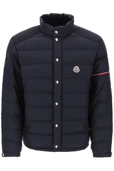Shop Moncler Colombian Down Jacket With Canvas Inserts In 蓝色的