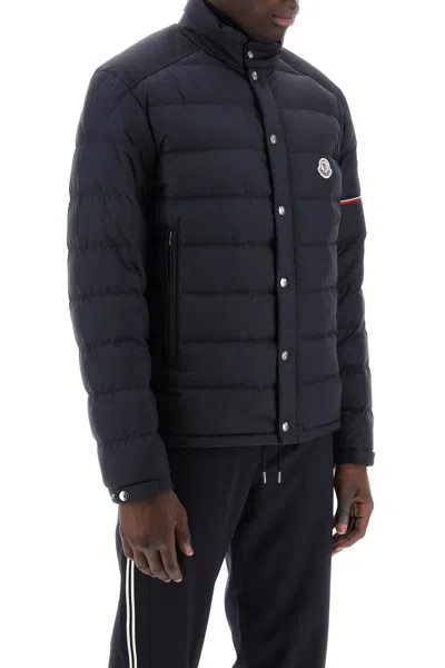 Shop Moncler Colombian Down Jacket With Canvas Inserts In 蓝色的
