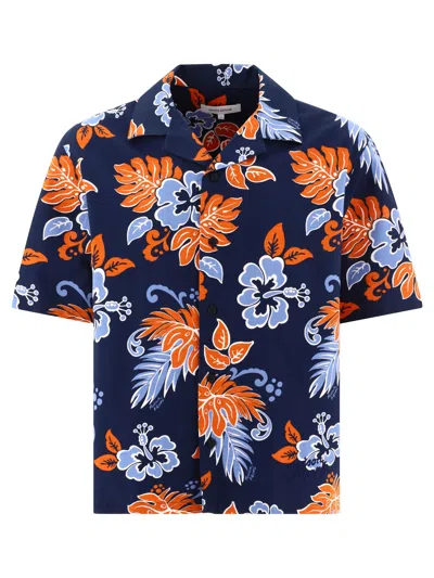 Shop Maison Kitsuné "tropical" Shirt In Blue