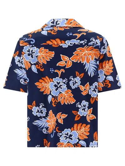 Shop Maison Kitsuné "tropical" Shirt In Blue