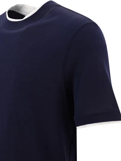 Shop Brunello Cucinelli "faux Layering" T Shirt In Blue