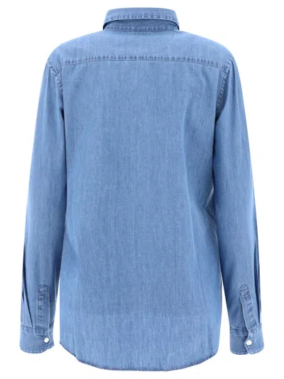 Shop Aspesi Shirt In Lightweight Denim In Light Blue