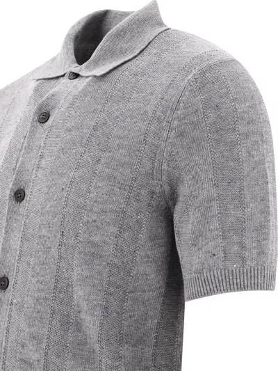 Shop Brunello Cucinelli Textured Rib Knit Shirt In Grey